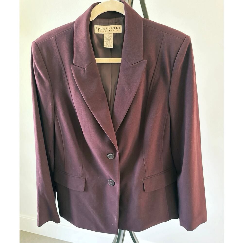 Curvy Plus 16P Apostrophe Two-Button Blazer Lined Deep Eggplant Plum